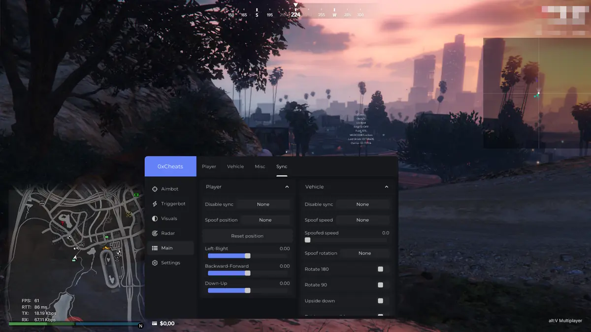 0xCheats Majestic RP для GTA 5 — скриншот 2