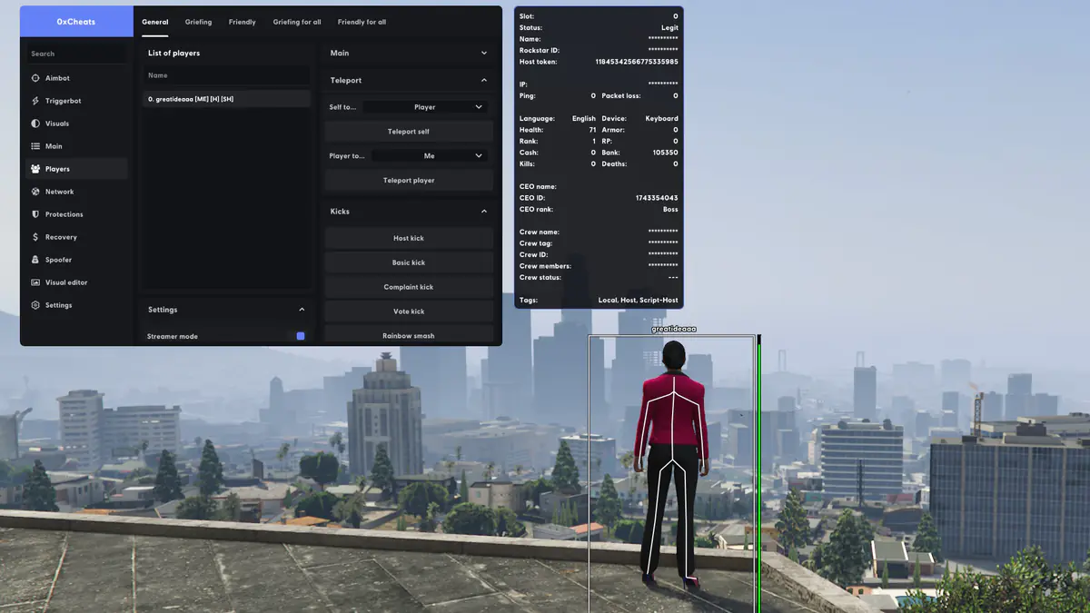 0xCheats GTA V (Enhanced) для GTA 5