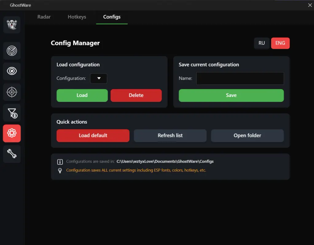 Ghostware EFT DMA для DMA CHEATS — скриншот 6